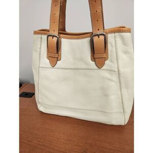 Cole Haan X Large Cream/Beige Pebbeled Leather Carryall Travel Bag